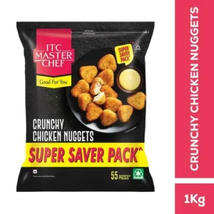 Crunchy Chicken Nuggets, Non-Veg Snack, Ready To Cook, 1 kg (55 pcs)
