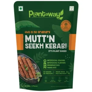 Plantaway Plant Based Seekh Kebab Mutt'n - Zero Trans Fats, Preservatives, Artificial Colours & Flavours, 160 g (4 N x 40 g each)